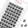 Picture of 72 Pcs Lash Clusters DIY Eyelash Extension D Curl 14mm Wide Stem Cluster Lashes Individual Lashes Cluster Lashes Wisps Reusable Professional Makeup for Self-application (Volume R-05 D 14mm)