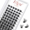 Picture of 72 Pcs Lash Clusters DIY Eyelash Extension D Curl mix 8-16mm Wide Stem Cluster Lashes Individual Lashes Cluster Lashes Wisps Reusable Professional Makeup for Self-application (Volume Style D 8-16)