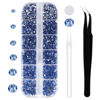 Picture of 12 Grids 3792pcs Lt.blue Flatback Rhinestones Set for Nail, Art, Crafts, Makeup, Tumblers Glitter Round with Tweezers and Picking Pen(SS6~SS20)