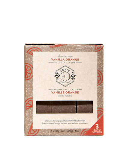 Picture of Crate 61, Handmade Vegan Natural Bar Soap Cold Pressed For Face And Body, With Premium Essential Oils, Eucalyptus & Peppermint For Men And Women 3 Pack (Vanilla Orange)