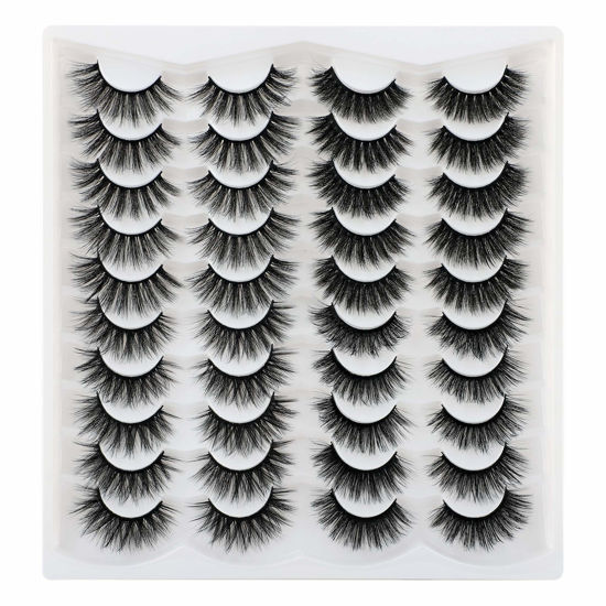 Picture of False Eyelashes Pack 3D Fluffy Wispy Lashes 4 Styles Thick Long Faux Mink Lash 20 Pairs by Yawamica