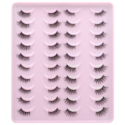 Picture of Half Lashes Natural Look Fluffy False Eyelashes Wispy 4 Styles Cat Eye Lashes 3D Natural Volume Accent Lashes 20 Pairs Pack by Yawamica