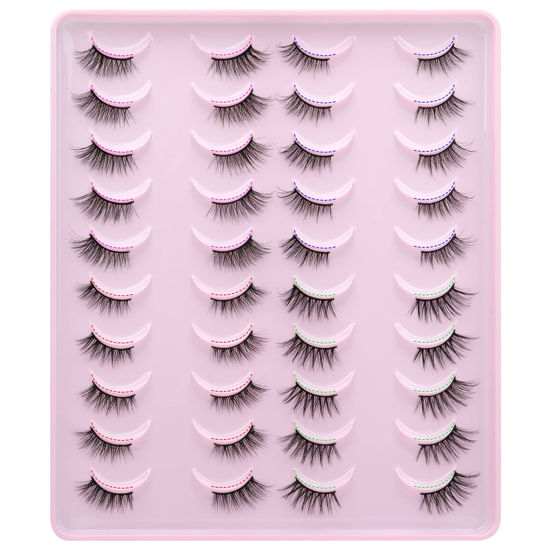 Picture of Half Lashes Natural Look Fluffy False Eyelashes Wispy 4 Styles Cat Eye Lashes 3D Natural Volume Accent Lashes 20 Pairs Pack by Yawamica