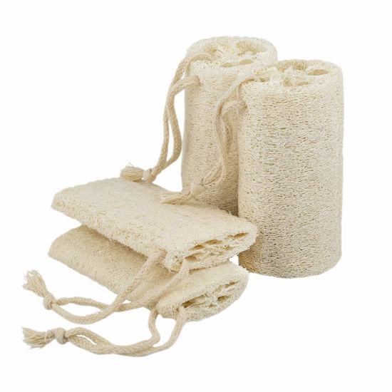 Picture of 5" Natural Loofah Exfoliating Body Sponge Scrubber for Skin Care in Bath Spa Shower Pack of 4