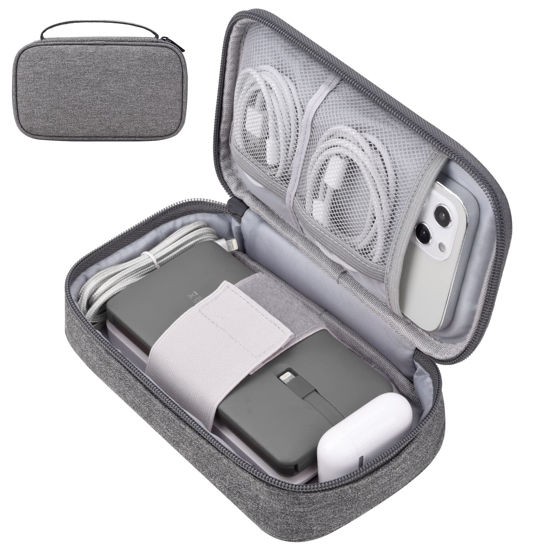 Picture of Tech Organizer Travel Case for Charger & Cords, Cables, Portable Hard Drive, Electronics Accessories (Small, Dark Grey)