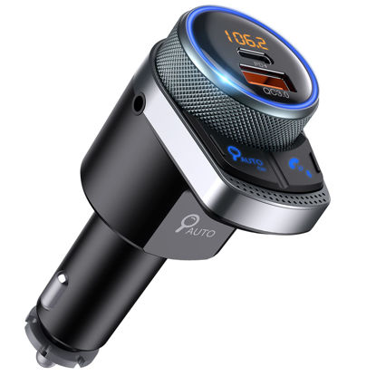 Picture of Ankilo (Newest) Bluetooth 5.1 Car FM Transmitter Upgraded , PD 24W + QC 3.0 Wireless Bluetooth Car Adapter Music Player Car Receiver, Supports Hands-Free Siri Google Assistant TF Card/USB