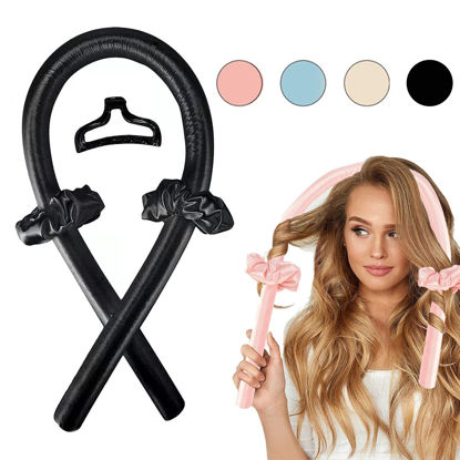 Picture of Tik Tok Heatless Hair Curlers for Long Hair,Heatless Curling Rod Headband,No Heat Curlers You Can to Sleep in Overnight,Heatless Curls Headband,Soft Foam Hair Rollers for Natural Hair(Black)