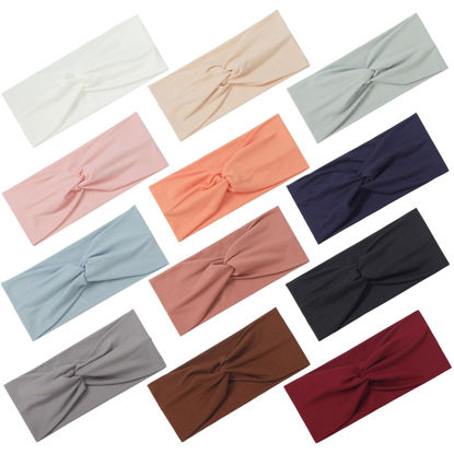 Picture of 12 Pcs Stretchy Headbands for Women, Absorbed Sport Headband Soft Twist Knotted Headbands for Daily Life Yoga