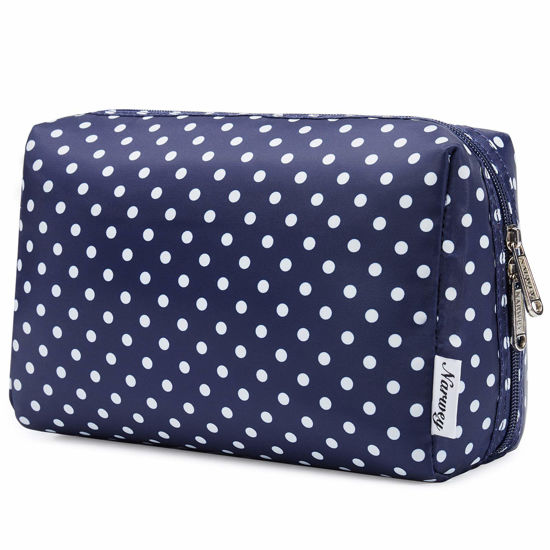 Picture of Large Makeup Bag Zipper Pouch Travel Cosmetic Organizer for Women (Large, Polka Dot)