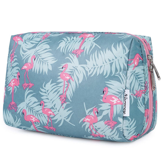 Picture of Large Makeup Bag Zipper Pouch Travel Cosmetic Organizer for Women (Large, Flamingo)