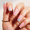 Picture of Short Press on Nails, BettyCora Nude Flowers Square Nails 24 False Fake Nails with Nail Glue, Nude Flowers