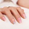 Picture of Short Press on Nails, BettyCora Nude Flowers Square Nails 24 False Fake Nails with Nail Glue, Nude Flowers