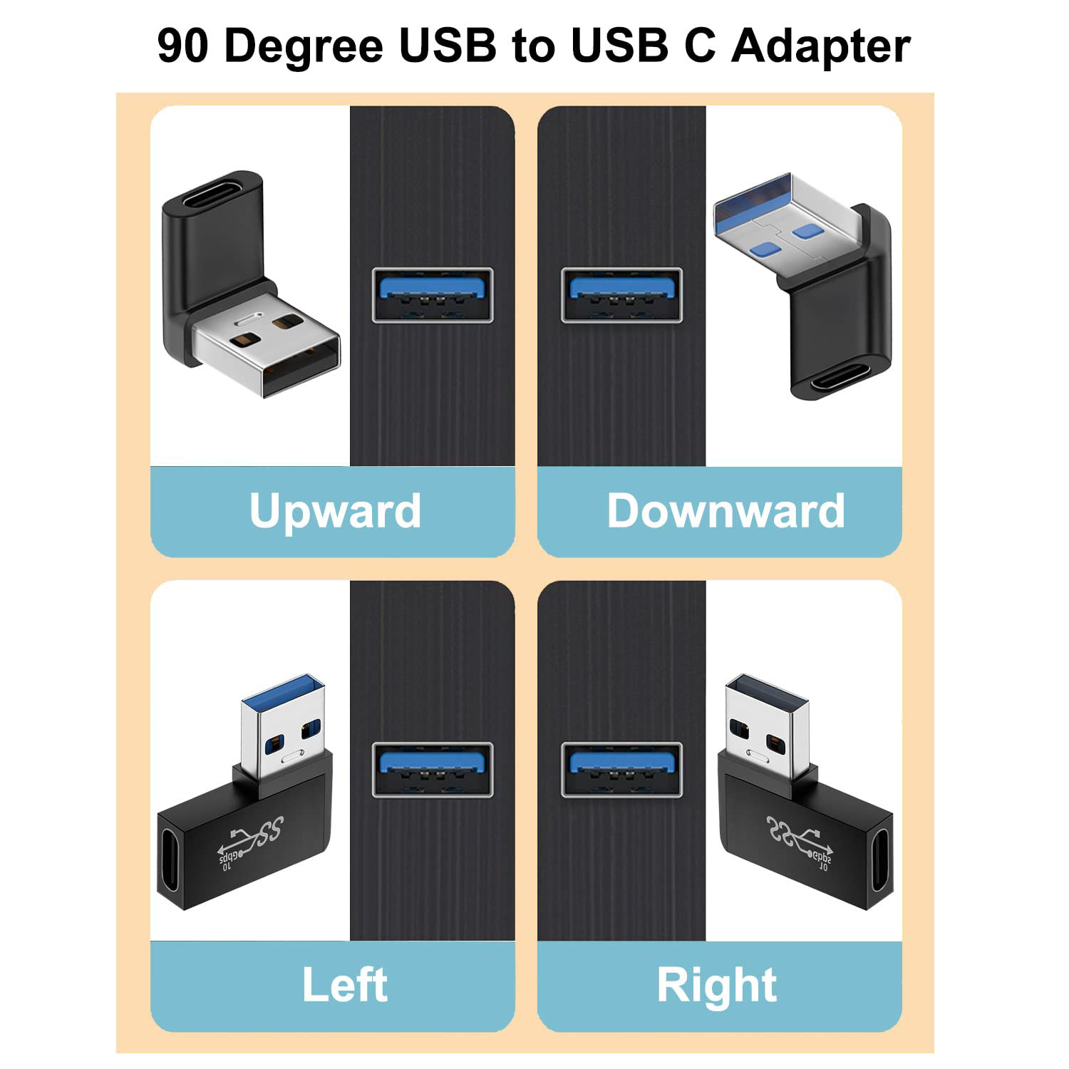 Getuscart Jadebones Degree Usb To Usb C Adapter Pack Vertical Up And Down Angle