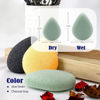 Picture of myHomeBody Natural Konjac Facial Sponges - Teardrop Shape - for Gentle Face Cleansing and Exfoliation - with Activated Charcoal and Aloe Vera, 4pc Set