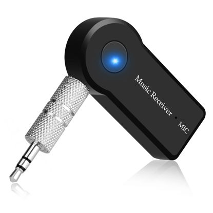 Picture of Bluetooth Receiver, SKYBESS Portable 3.5mm Aux Bluetooth Adapter for Car/Home Sound System/Wired Headphones/Speaker, Wireless Audio Adapter for Music Streaming/Hands-Free Calls, Built-in Mic