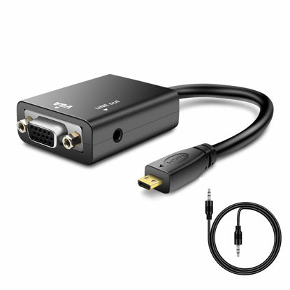 Picture of Unkonwn Micro HDMI to VGA (Male to Female) 1080P Micro HDMI to VGA Converter with 3.5 mm Audio Jack, Compatible with Laptop, Tablets,Ultra Books, Cameras