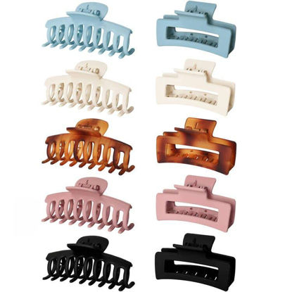 Picture of Vsiopy 10pcs Hair Claw Clips for Women Hair, 3.5 Inch Nonslip Medium Large Hair Clamps for Thin Hair,5 Pack Square Hair Claws Strong Hold Hair Jaw Clips