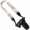 Picture of Wolven Pattern Cotton Camera Neck Shoulder Strap Belt Compatible with All DSLR/SLR/Men/Women etc, White Flower