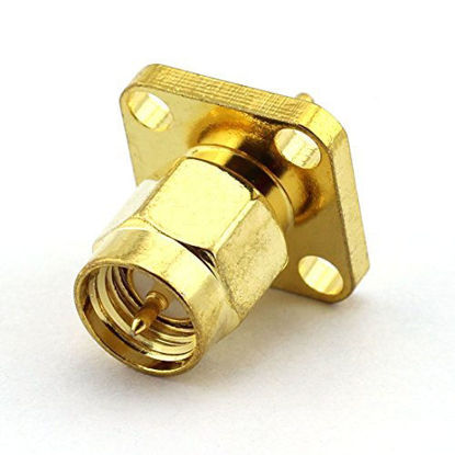 Picture of DGZZI 5-Pack SMA Male RF Coaxial Adapter 4 Holes Panel Mount Solder Post Plug Jack Connector