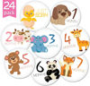 Picture of 24 Pack of 4" Baby Monthly Stickers by KiddosArt. 1 Happy Animal Sticker Per Month of Your Baby's First Year Growth and Holidays. Month Sticker for Baby, Boy or Girl. Milestone Onesie Stickers