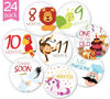 Picture of 24 Pack of 4" Baby Monthly Stickers by KiddosArt. 1 Happy Animal Sticker Per Month of Your Baby's First Year Growth and Holidays. Month Sticker for Baby, Boy or Girl. Milestone Onesie Stickers