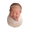 Picture of EDERA Newborn Photography Props Baby Photoshoots Pearl Headbands Girl Photo Posing Mohair Tieback (B Ivory)