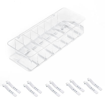 Picture of Doitxue Clear Electronics Organizer Boxes, 8 Capacity Acrylic Charger Organizer, Cord Organizer Case with 10 Wire Ties, Data Cable Storage Box for Home, Office (With Cover)