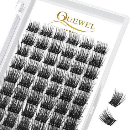 Picture of QUEWEL Lash Clusters 72 Pcs Wide Stem Cluster Lashes MIX8-16mm Eyelash Clusters DIY Lash Extensions at Home Super Strong and Thin Band Wispy Lashes (QU07-D-MIX8-16mm)