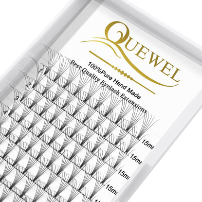 Picture of Premade Fans Eyelash Extensions 6D 0.07mm C Curl 15mm Short Stem Soft|Optinal 3D|4D|5D|6D|7D|8D 0.07/0.10mm C/D 8-20mm Mix-9-16mm 12-15mm 8-15mm|(6D 0.07C 15mm)