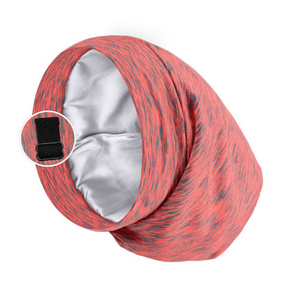 Picture of Satin Lined Sleep Cap Bonnet for Curly Hair and Braids, Stay On All Night Hair Wrap with Adjustable Strap for Women and Men, Carol Pink, Pack of 1