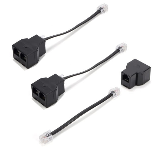 Picture of Phone Line Splitter,Telephone Splitter,with RJ11 6P4C Plugs,Suitable for Telephone,Fax Machine,Black (Black 3Pack)