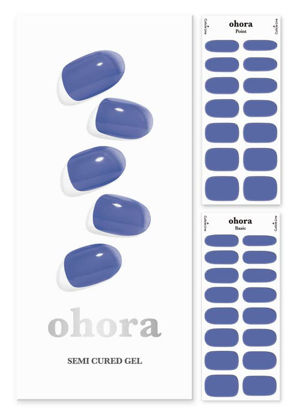 Picture of ohora Semi Cured Gel Nail Strips (N Tint Bluesy) - Works with Any Nail Lamps, Salon-Quality, Long Lasting, Easy to Apply & Remove - Includes 2 Prep Pads, Nail File & Wooden Stick - Blue