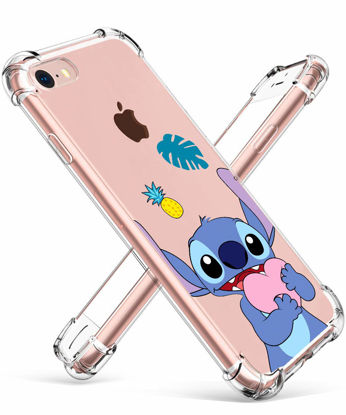 Picture of STSNano Case for iPod Touch 5/6/7 Fashion Cute Cartoon Soft TPU Silicone Cover, Love Stch Design Fun Clear Funny Protective Skin Slim Fit Ultra-Thin Shockproof Teens Kids Cases for iPod Touch 7&6&5