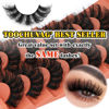 Picture of False Lashes Mink 8D Fake Eyelashes with Glue 20mm False Eyelashes D Curl Faux Mink Lashes Kit Curly Wispy Eye Lashes with Lash Glue by TOOCHUNAG