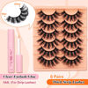 Picture of False Lashes Mink 8D Fake Eyelashes with Glue 20mm False Eyelashes D Curl Faux Mink Lashes Kit Curly Wispy Eye Lashes with Lash Glue by TOOCHUNAG