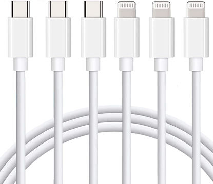 Picture of USB C to Lightning Cable Apple MFi Certified 3Pack 6FT iPhone Fast Charger Power Delivery Type Charging Cord Compatible with 14 13 Pro Max 12 11 XS XR X 8 iPad,White