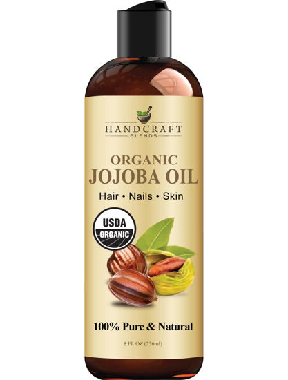 Picture of Handcraft USDA Organic Jojoba Oil 8 fl. oz - 100% Pure & Natural for Skin, Face, and Hair - Deeply Moisturizing Anti-Aging for Men and Women