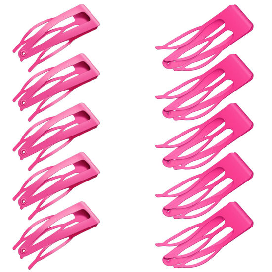 Picture of 24 Pieces Double Grip Hair Clips Metal Snap Hair Clips Women Hair Barrettes for Hair Making, Salon Supplies (Rose Red)