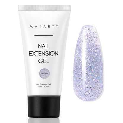 Picture of Makartt Poly Nail Gel Silver Glitter 50ML Gel Builder for Nails Disco Shiny Looking, Solid Gel Colors for Trendy Nail Art Designs Long-Lasting and Easy to Use for DIY or Salon Quality Nails-Starlight