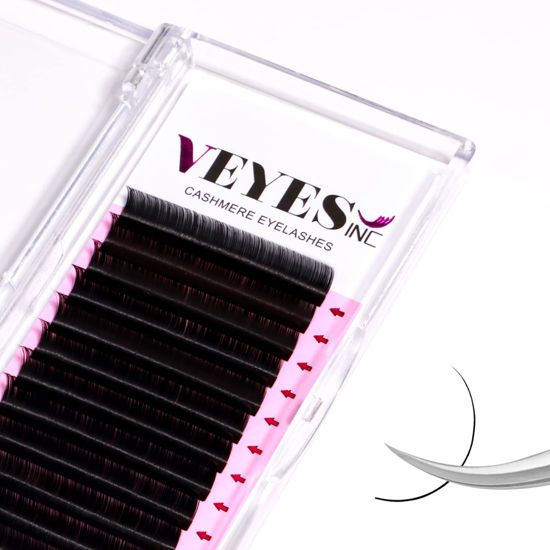 Picture of VEYES INC Eyelash Extension Supplies Cashmere Volume Lash Extensions Tray 0.07 C Curl 10mm, Premium Individual Lashes Soft Matte Black Salon Use.