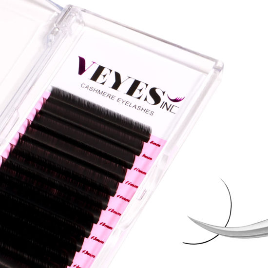 Picture of VEYES INC Eyelash Extension Supplies Cashmere Volume Lash Extensions Mixed Tray 0.07 D Curl 15-20mm, Premium Individual Lashes Soft Matte Black Salon Use.