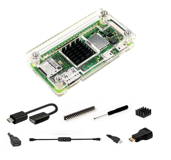 Picture of iUniker Raspberry Pi Zero Case, Case for Raspberry Pi Zero 2 w, with Heatsink, HDMI Adapter, OTG Cable, Header, Screwdriver, Power Switch for Pi Zero 2 w/w (Clear)