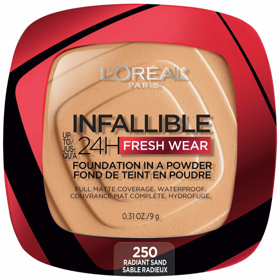 Picture of L’Oréal Paris Makeup Infallible Fresh Wear Foundation in a Powder, Up to 24H Wear, Waterproof, Radiant Sand, 0.31 oz.