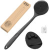 Picture of Manmihealth Silicone Back Scrubber(Thick Bristles) & Soft Bath Glove Set, Super-Exfoliating Body Scrubber & Super-Lathering Shower Brush Combination, with a Free Hook.(Black)