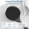 Picture of Manmihealth Silicone Back Scrubber(Thick Bristles) & Soft Bath Glove Set, Super-Exfoliating Body Scrubber & Super-Lathering Shower Brush Combination, with a Free Hook.(Black)