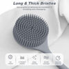 Picture of Manmihealth Silicone Back Scrubber(Thick Bristles) & Soft Bath Glove Set, Super-Exfoliating Body Scrubber & Super-Lathering Shower Brush Combination, with a Free Hook.(Gray)