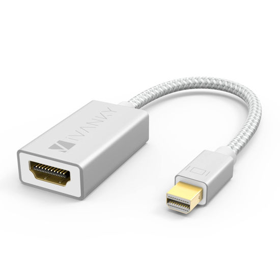 Picture of IVANKY Mini DisplayPort to HDMI Adapter [Super Slim, Aluminum Shell, Nylon Braided] Mini DP to HDMI Adapter for MacBook Air/Pro, Microsoft Surface Pro/Dock, Monitor, Projector and More - Silver