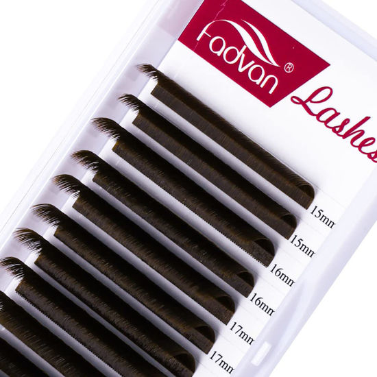 Picture of Brown Lash Extensions L Curl 0.07 15-20mm Colored Eyelash Extensions Color Lash Trays Eyelash Extensions Easy Fan Lashes 2D-10D Colorful Eyelashes Used by FADVAN