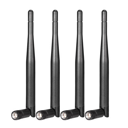 Picture of Bingfu Dual Band WiFi Antenna 2.4GHz 5GHz 5.8GHz 3dBi RP-SMA Male Antenna Replacement (4-Pack) for WiFi Router Wireless Network Card USB Adapter Security IP Camera Video Surveillance Monitor