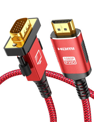 Picture of HDMI to VGA Cable 10FT,Highwings Nylon Braid Gold-Plated Unidirection 1080P HDMI Male to VGA Male Cord,Compatible for Computer, Desktop, Laptop, PC, Monitor, Projector, HDTV, Raspberry Pi, Roku